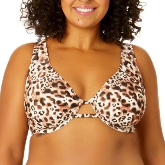 NWT Time and Tru Padded Underwire Watercolor Cheetah Bikini Top Size 3X - Picture 1 of 15